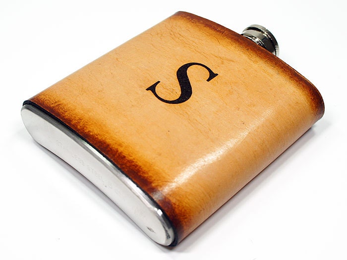 6 oz Personalized Stainless Steel Flask - Brown