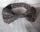Grey and Orange Polka Dot Bow Tie for Your Baby Boy or Toddler