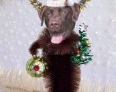 Labrador Retriever (Chocolate) Christmas Ornament Feather Tree