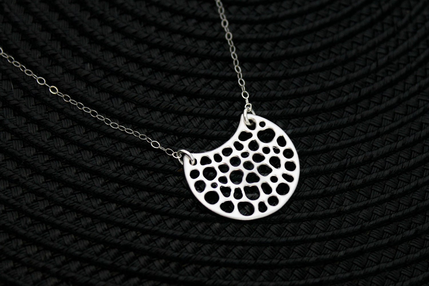 Silver Crescent Moon Necklace, Sterling silver Necklace
