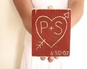 Rustic Wedding Decor Rustic Sign personalized sign anniversary gift rustic wedding gift for him red ps initials