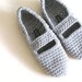 Crochet Mary Jane Slippers for Women in Grey