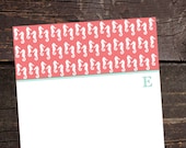 Monogrammed Personalized Flat Stationery - Set of 10 - Seaside Playful Seahorses