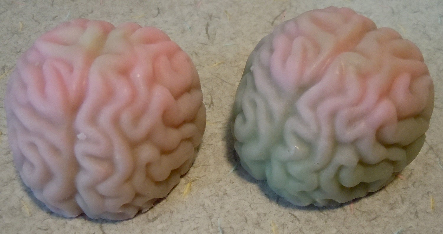 COCONUT CREAM scented Zombie Brain Soaps - Set of 2 - Vegan bath guest horror decorative