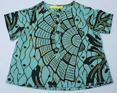 African print baby boy grandad shirt in an unusual blue pattern