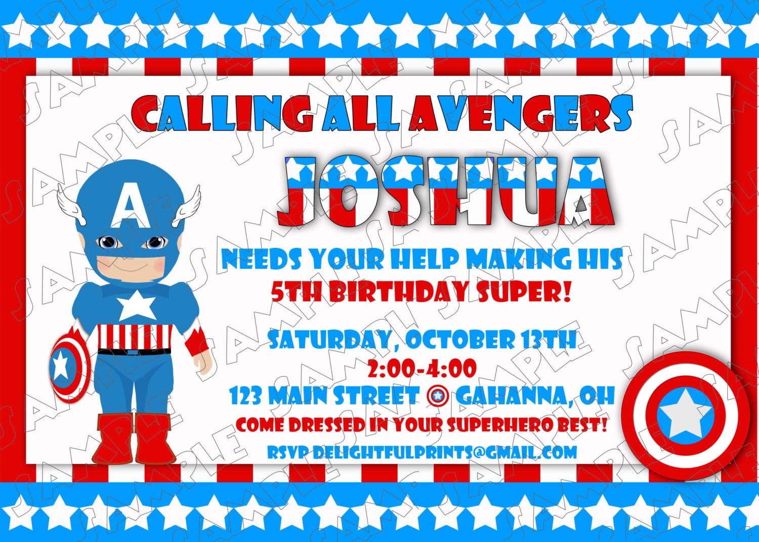 Captain America birthday ...DIY you print custom photo card by delightfulprints Il_570xn