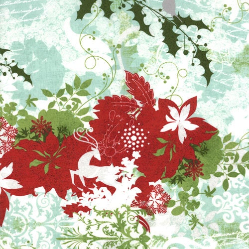 Blitzen Holiday Collage Mint  by BasicGrey  for Moda