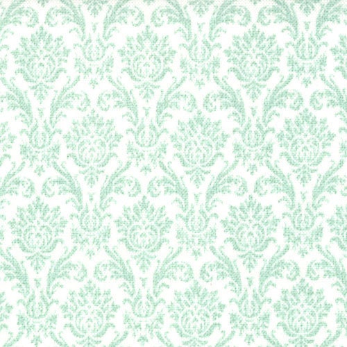 Blitzen Damask Snow White Mint by BasicGrey  for Moda