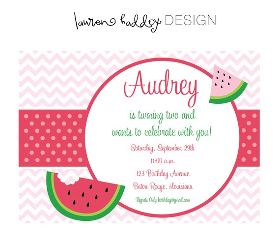DIY, Watermelon Birthday INVITATION Il_570xn