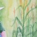 Boy Farmer, Barbara Rosenzweig, Art Print, Etsy, Reproduction of Original Watercolor Painting Autumn Cornfield