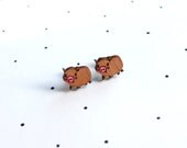 Wooden Laser Cut Pig Earrings