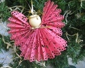 Pink Lace Angel Christmas Ornament Dark Pink Paper Lace Ribbon Angel Ornament