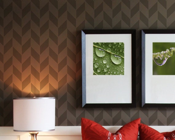 Wall Stencil Medium Herringbone Stencil for a Modern Wallpaper Look