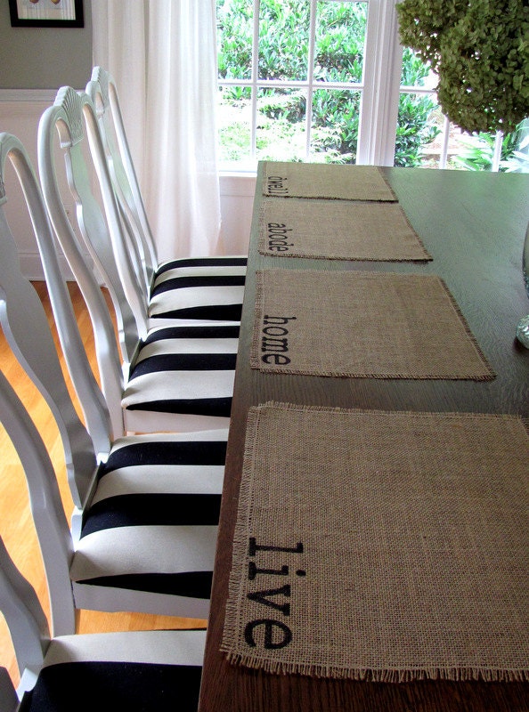 Burlap Place Mats Set of Four (dwell, live, abode, home)