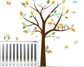 Children Wall Decals Vinyl wall decal Tree with owls-Vinyl Tree Wall Decal-Modern Walls