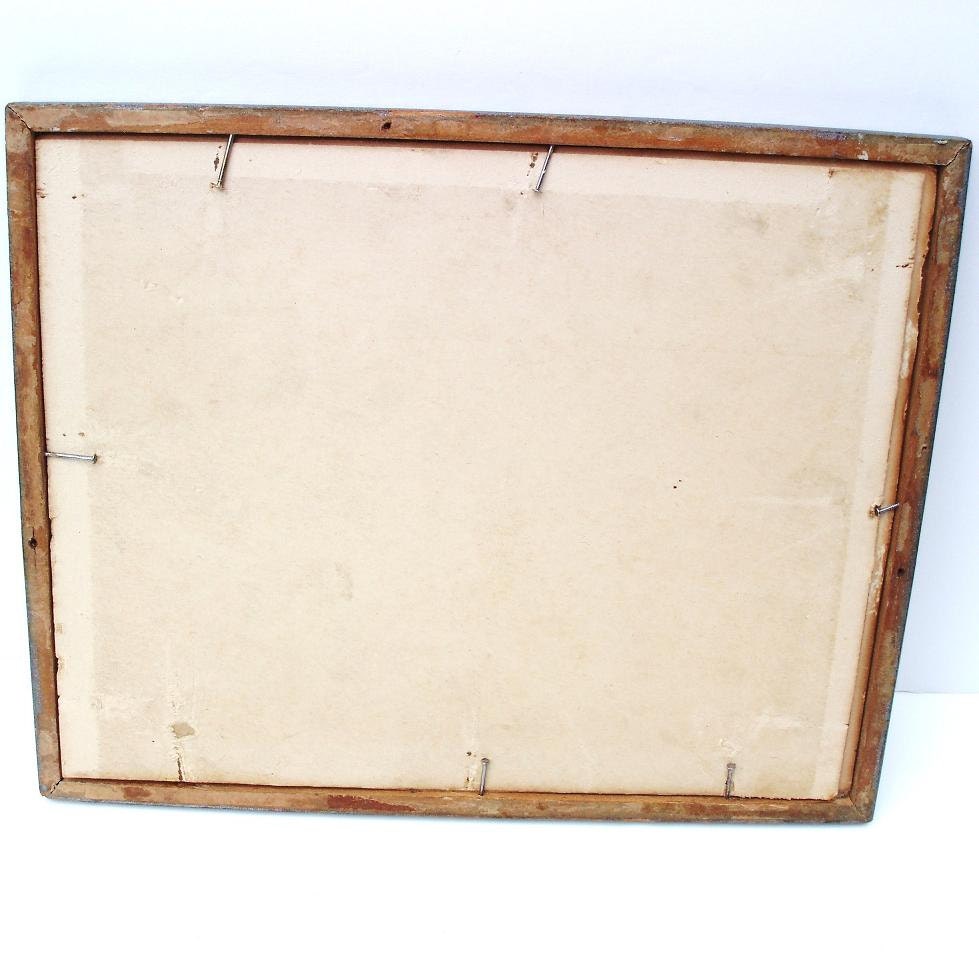 Vintage Framed Dog Picture Old Wood Frame Puppy Vintage Pencil Sketch Puppy Silver Wood Frame Wall Art