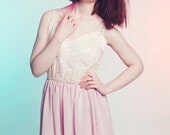Pastel pink ethereal lace and chiffon dress candyfloss