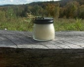 White Citrus Scented Handpoured 4oz Pure Soy Candle Jar with Black Metal Lid-Up On The Roof Farm Vermont