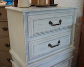 Paint Gray Whitewash Upcyled 2 Dr Accent End Side Nightstand Table Tables Chest
