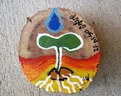 Magical Mystical Sprout .. elements of nature wood art painting .. rainbow rain drop .. woodland