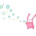 pink bunny rabbit blowing bubbles - LARGE 11x14 art print for baby nursery, kids, toddler, or childrens room.