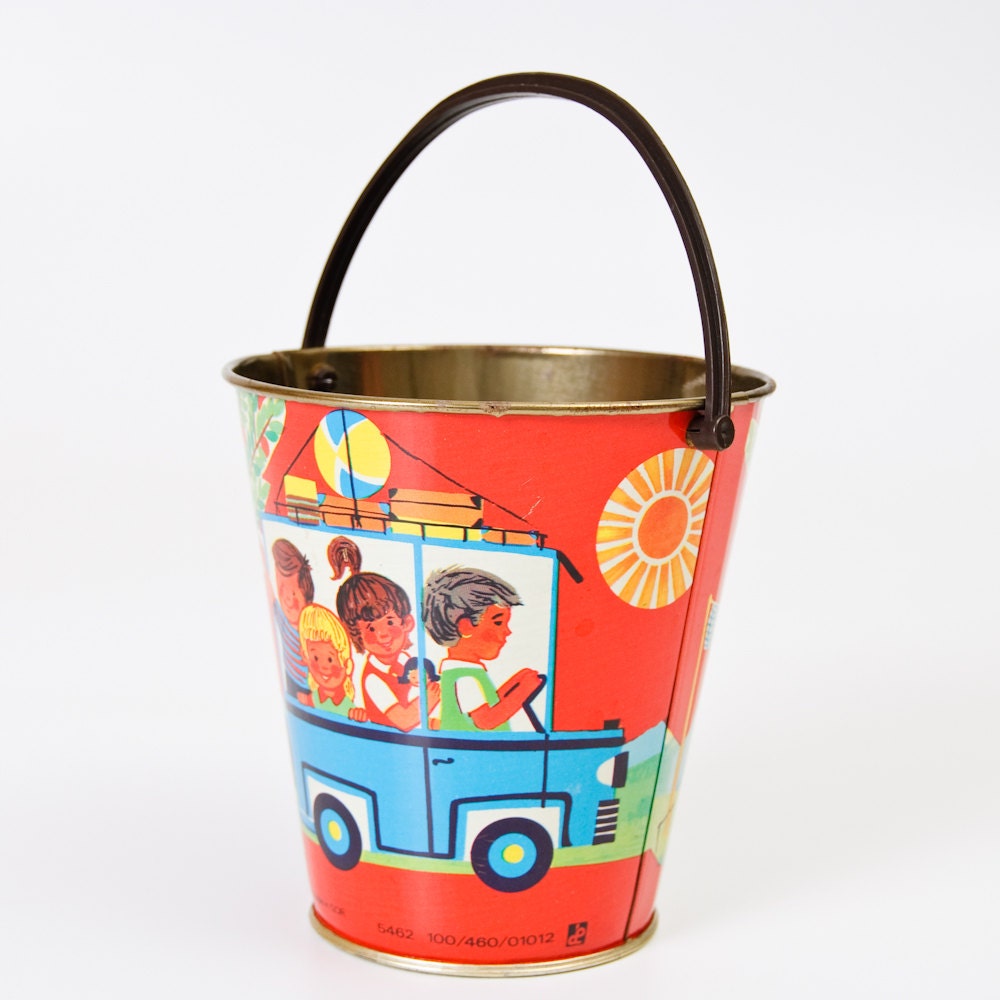 Vintage Tin Pail - Kids Nursery Room Decor - Made in GDR