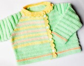 Hand-knitted baby cardigan in soft colors with buttoned side - ready to ship, READY TO SHIP