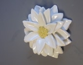 Large Ceramic Flower Wall Sculpture, White Camelia bloom sculpture, Decorative tile, floral decor