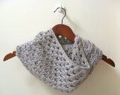 Crochet Infinity Cowl - Silver Crochet Warmer - The Crochet Lace Cowl - Silk Mohair - Silver Gray - One of a Kind - Ready to Ship - meganEsass