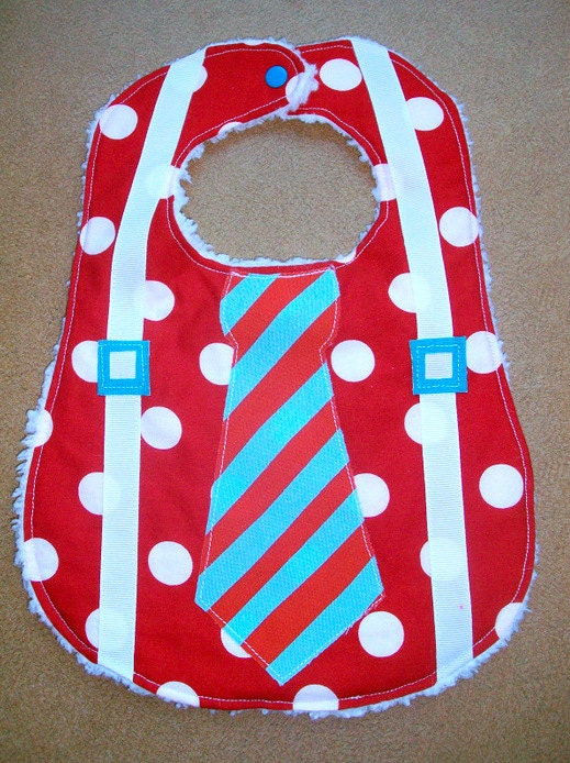 Suspenders Christmas Tie Polka Dot Bib - torilynn817