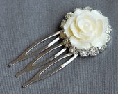 Rhinestone Bridal Hair Comb Beach Wedding Jewelry Resin Rose Flower Crystal Hairpin Clip FREE Combine Shipping CM061LX