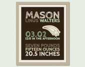 Sketch Type Birth Announcement Art Print (8x10) - FREE SHIPPING