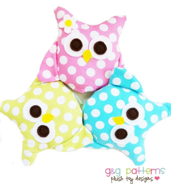 Owl Sewing Pattern  Mini Owls for Party Favors, Ornaments, Owl Baby Mobile PDF Pattern