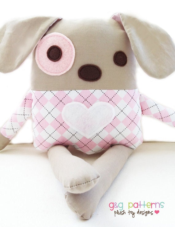 Dog Sewing Pattern - Plush Dog Softie Pattern - PDF