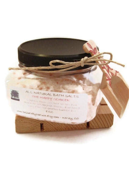 All Natural Bath Salts - The Happy Soaker - Bergamot, Patchouli, Blood Orange, Ylang Ylang, Grapefruit - Delicate by Nature