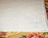 Vintage White Linen Center Piece Doily with crochet and pull work