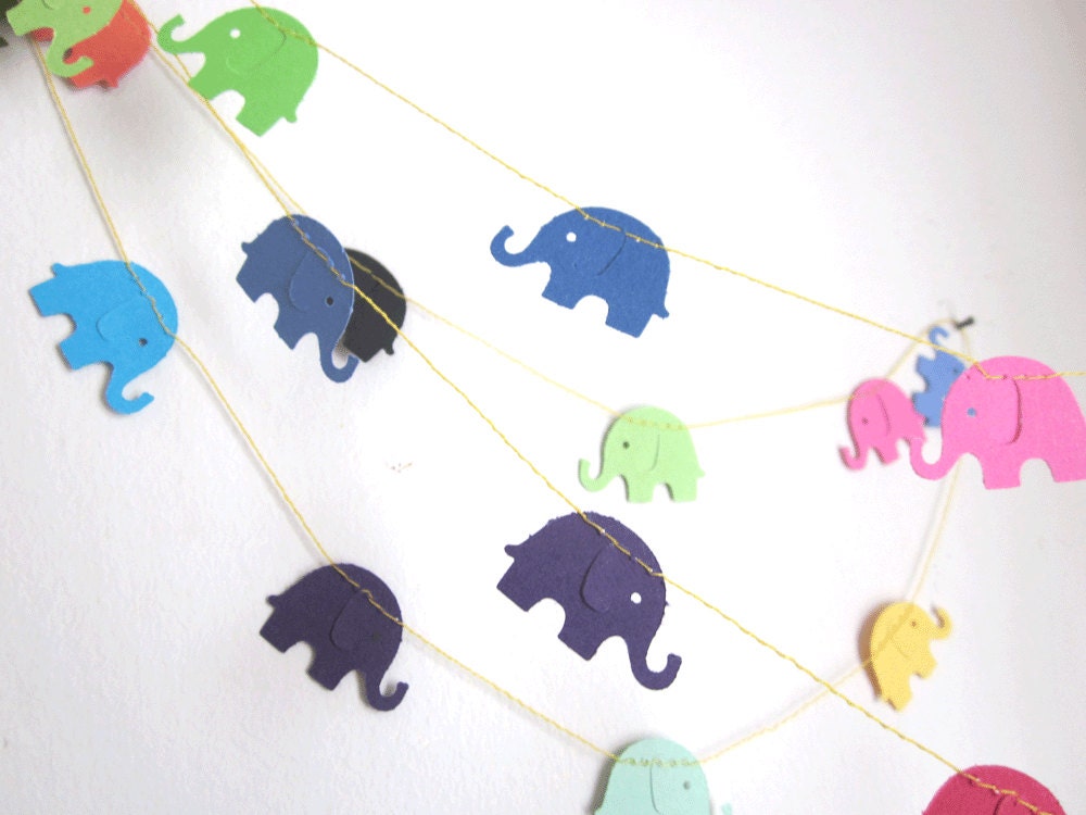 Elephant Garland - Colorful Garland - Party Garland - Bright Colorful Elephants
