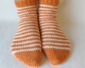 Orange and cream striped wool lounging socks