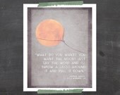 PRINT Typography Illustration, Inspirational Wall Art, Moon Poster, Typography Print, Gift For Her