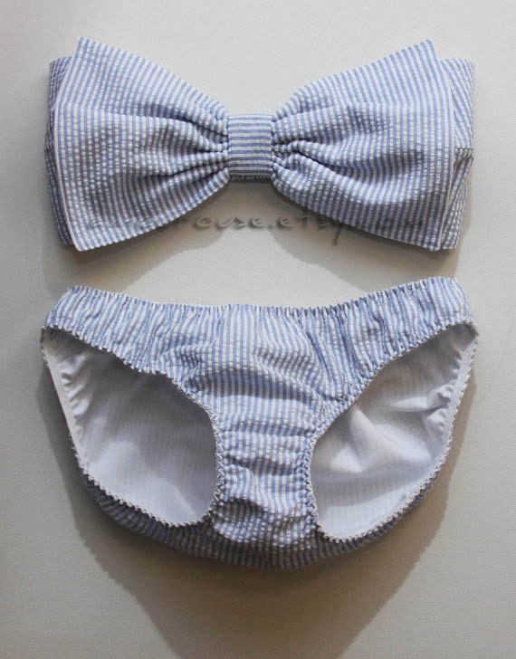 Seersucker Bow Bandeau and Bikini