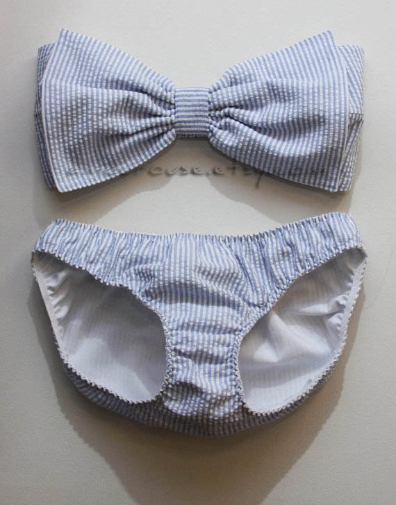 Seersucker Bow Bandeau and Bikini