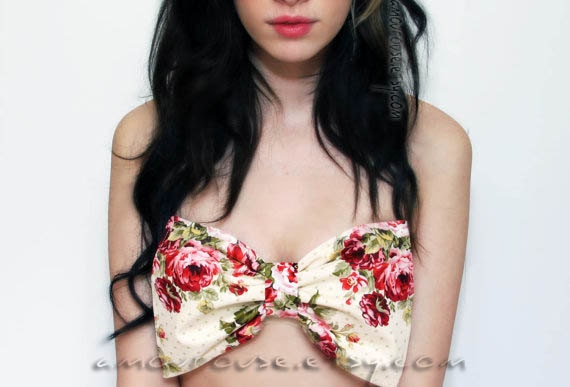 English Garden Floral Print Bow Bandeau Set