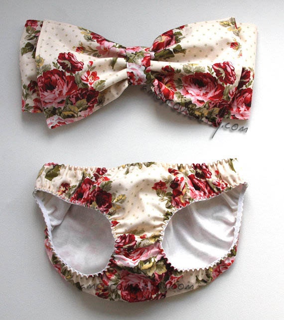 English Garden Floral Print Bow Bandeau Set
