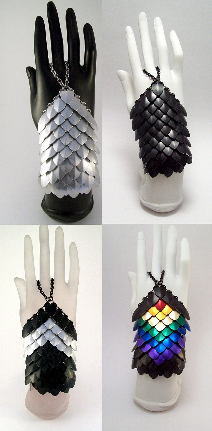 slave bracelets, bellydance jewelry, chainmaille handflowers, tirbal, dragon costume, burning man, fantasy armor