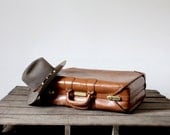Vintage Leather Luggage / Brown Suitcase - 86home
