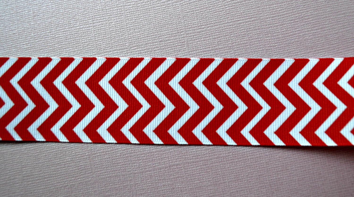 Red and white chevron striped 1 1/2" grosgrain ribbon- christmas Il_570xn