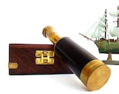 Vintage Spyglass Telescope Nautical Brass Wood Box
