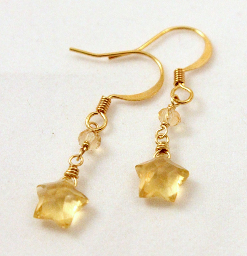 Citrine Star Dangle earrings