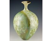 Curvy Sage Green Crystalline Bottle: Free US Shipping