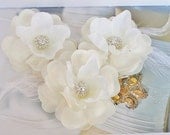 Ivory Bridal Hair Flowers Ivory,Wedding Hair, Rhinestone Crystals, Hair Pins, Bridal Hair Accessory